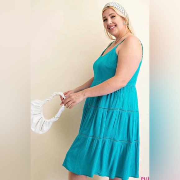 Kori America | Teal Blue Sleeveless Tiered Dress Size Medium - Picture 2 of 11